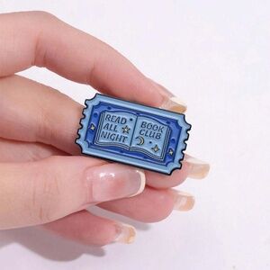 NEW Collectible Designer Book Club Enamel Pin, Read All Night Library Brooch